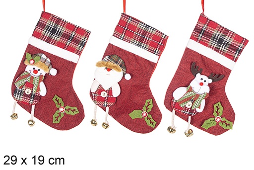 [113096] Christmas stocking animal w/bell 29x19 cm 