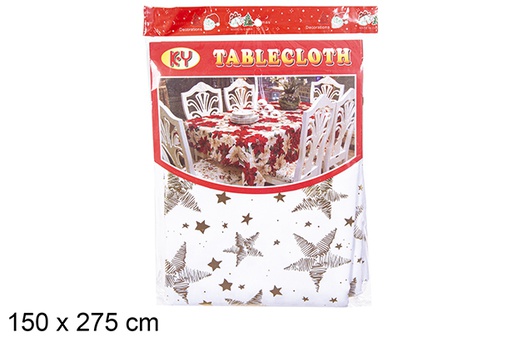 [113103] Mantel decorado Navidad oro 150x275 cm