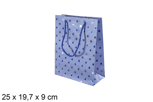 [113742] Bolsa regalo decorada estrella azul 25x19,7 cm