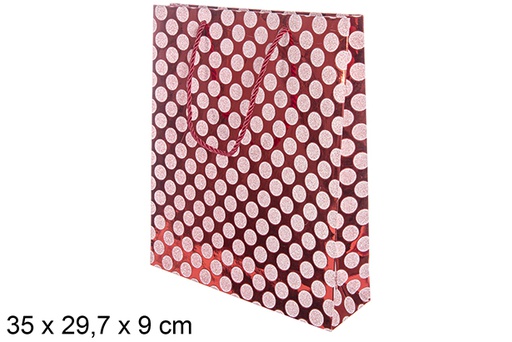 [113759] Busta regalo decorata con pois rosa 35x29,7 cm