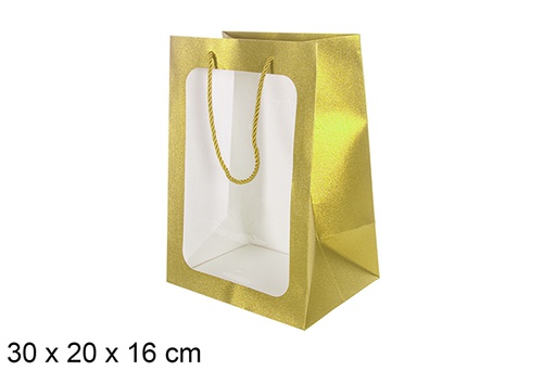 [113766] Bolsa regalo oro con ventana 30x20 cm