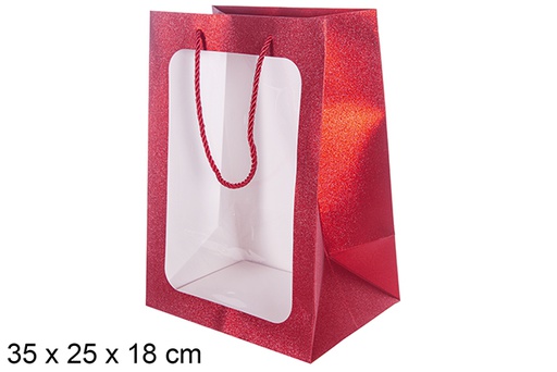 [113771] Busta regalo rossa con finestra 35x25 cm