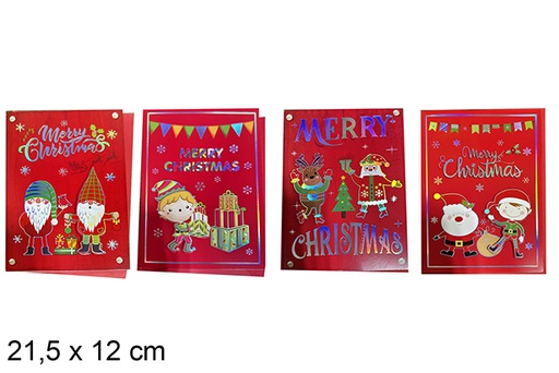 [111819] Carte postale de Noël décorée assortie 17x12 cm