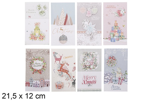 [111820] Carte postale décorée de Noël Merry Christmas 21,5x12 cm