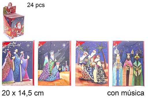 [112486] Carte de voeux des Rois Mages avec musique assortie 20x14,5 cm