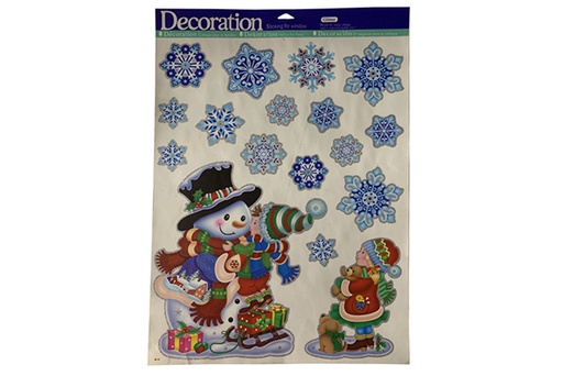 [113238] Snowman with snowflake window stickers  