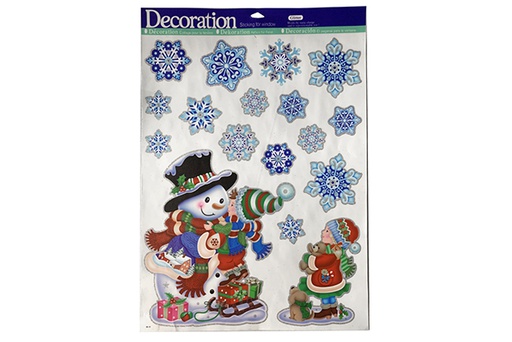 [113242] Autocollants bonhomme de neige et flocons de neige pour décorer les fenêtres