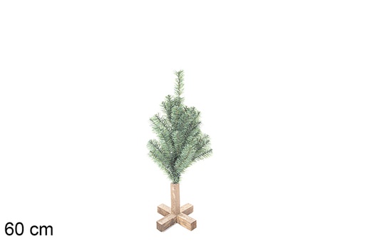 [113550] Árvore de PVC verde com base de madeira 60 cm (60 galhos)