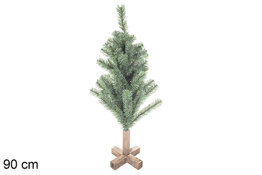 [113552] Árvore em PVC verde com base de madeira 90 cm (110 ramos)