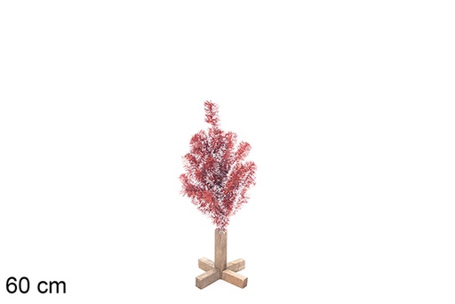 [113562] Árbol PVC rojo/blanco hierro sobre base madera 60 cm