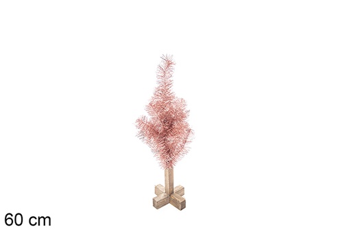 [113565] Árbol PVC rosa metalizado hierro con base de madera 60 cm