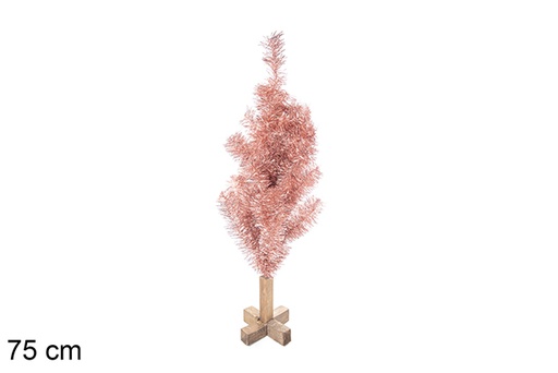 [113566] Árbol PVC rosa metalizado hierro con base de madera 75 cm