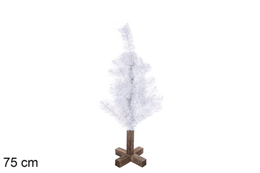 [113569] Albero PVC bianco con base in legno 75 cm