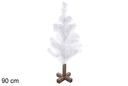 [113570] Albero PVC bianco con base in legno 90 cm