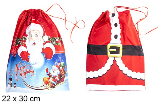 [113601] Grand sac à dos en polyester décoré du Père Noël 2 modèles 22x30 cm