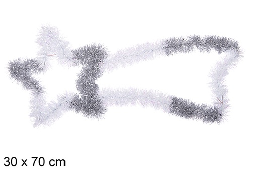 [113623] Estrela cadente de Natal enfeites prateados e brancos 30x70 cm