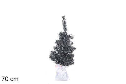 [113646] Árvore de Natal PVC verde com pontas brancas e base branca 70 cm