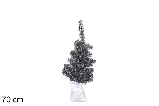[113646] Green PVC Christmas tree with white tips and white base 70 cm