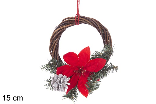 [113651] Wreath with star and Christmas pine cones 15 cm