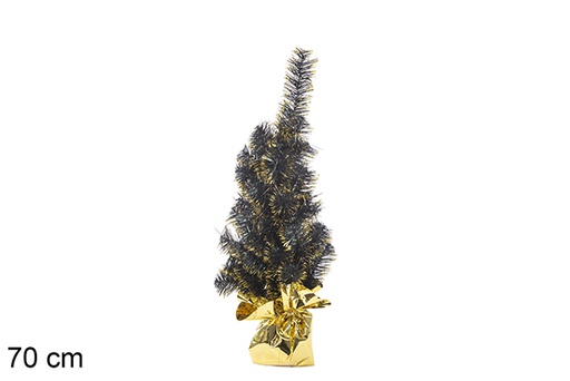 [113657] Sapin de Noël PVC vert avec socle doré 70 cm