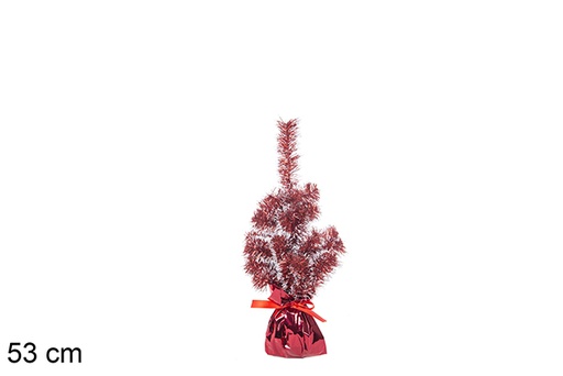[113662] Sapin de Noël rouge/blanc avec socle rouge 53 cm
