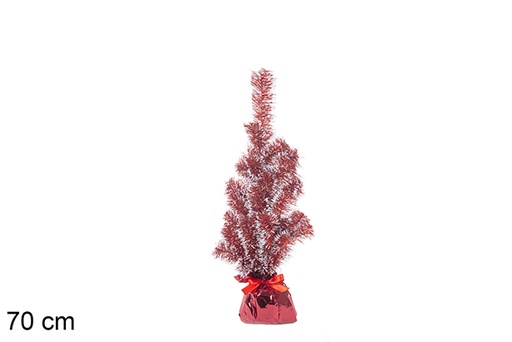 [113663] Árvore de Natal PVC vermelho/branco com base vermelha 70 cm