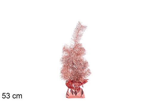 [113667] Sapin de Noël rose métallique avec socle rose 53 cm