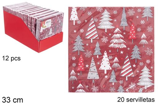 [113693] Pack 20 papers napkins with Christmas tree 33 cm