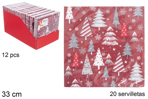 [113693] Pack 20 servilletas decorada árbol de Navidad 33 cm