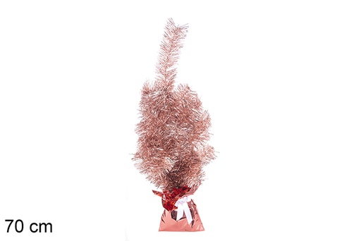 [113702] Sapin de Noël PVC rose métallisé avec socle rose 70 cm