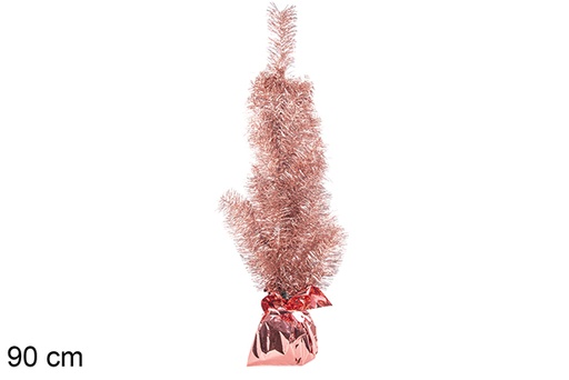 [113703] Sapin de Noël rose métallique avec socle rose 90 cm