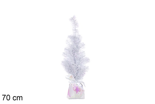 [113705] Árvore de Natal PVC Iris branca com base branca 70 cm