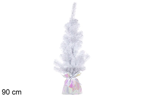 [113706] Árvore de Natal PVC Iris branca com base branca 90 cm