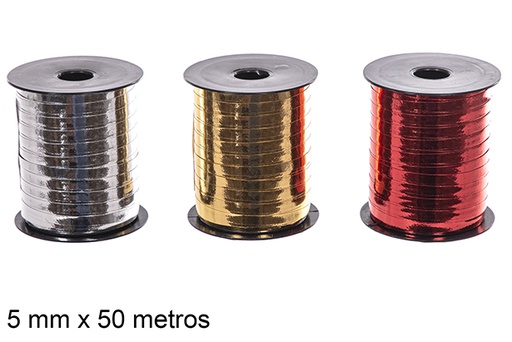 [113727] Nastro metallizzato oro/argento/rosso assortito 5 mm x 50 m.