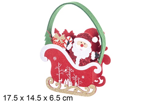 [113858] FELT BAG SANTA CLAUS WITH GOLD SLEIGH