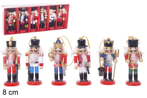 [113871] Pack 6 assorted wooden Christmas nutcracker soldiers 8 cm