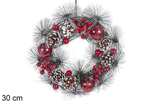 [113875] Red Christmas wreath 30 cm  
