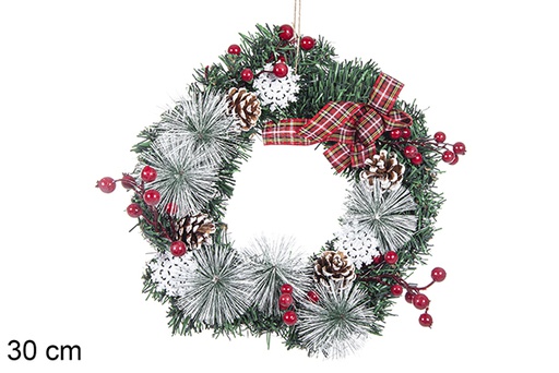 [113877] Christmas wreath with bow 30cm 