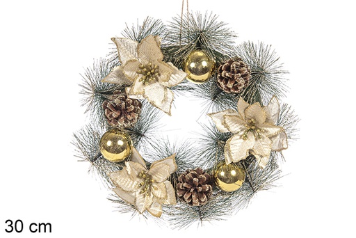 [113878] Christmas wreath with golden balls 30cm 