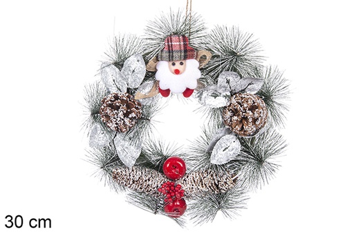 [113880] Christmas wreath with santa claus 30cm 
