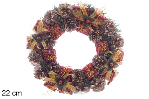 [113890] Christmas wreath with red box 22 cm