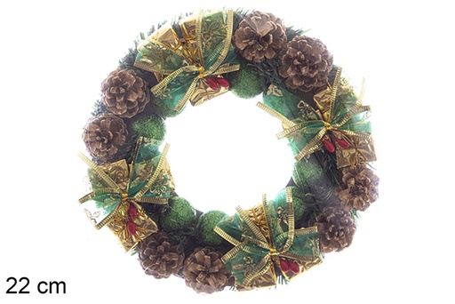 [113891] Christmas wreath with gold gift box 22 cm 