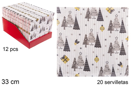 [113940] Pack 20 guardanapos de papel decorados de Natal 3 camadas 33 cm