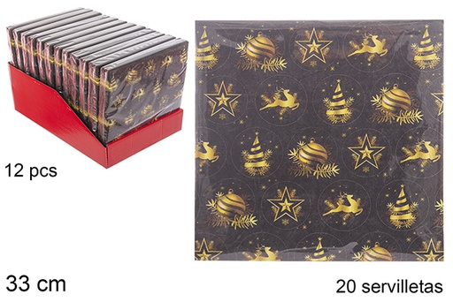 [113945] Pack 20 guardanapos de papel decorados de Natal 3 camadas 33 cm