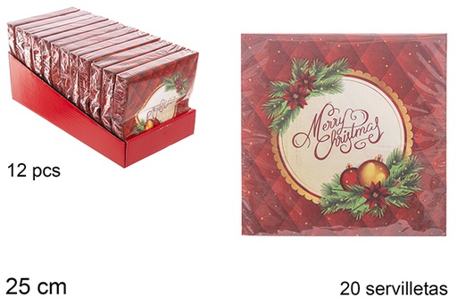 [113956] Pack 20 Christmas decorated 3-ply napkins 25 cm