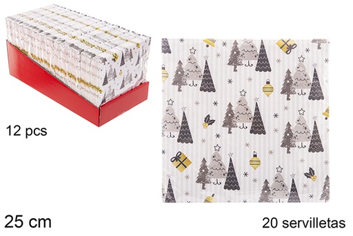 [113958] Pack 20 guardanapos de 3 folhas decorados de Natal 25 cm