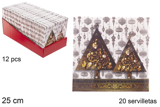 [113959] Pack 20 serviettes 3 épaisseurs décorées de Noël 25 cm