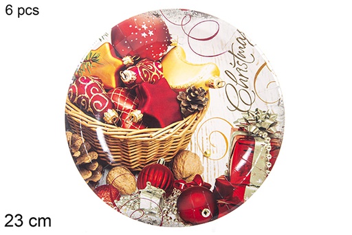 [113972] Pack 6 piatti di carta decorati natalizi 23 cm 