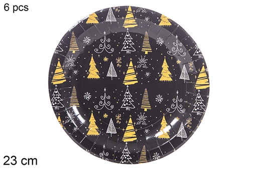 [113974] Pack 6 Christmas decorated paper plates 23 cm