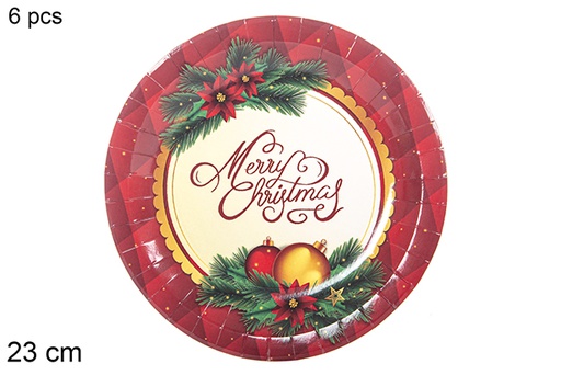 [113975] Pack 6 Christmas decorated paper plates 23 cm 